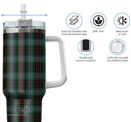 ScotsTee Shop Scottish Brodie Hunting Clan Tartan Tumbler with Handle 40oz Insulated Tumbler