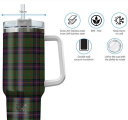 ScotsTee Shop Scottish Cochrane Clan Tartan Tumbler with Handle 40oz Insulated Tumbler