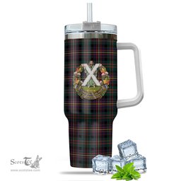 ScotsTee Shop Scottish Cameron Highlanders of Ottawa Clan Crest Tartan Tumbler with Handle 40oz Insulated Tumbler