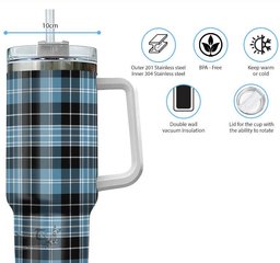 ScotsTee Shop Scottish Clark Ancient Clan Tartan Tumbler with Handle 40oz Insulated Tumbler