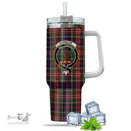 ScotsTee Shop Scottish Christie Clan Crest Tartan Tumbler with Handle 40oz Insulated Tumbler