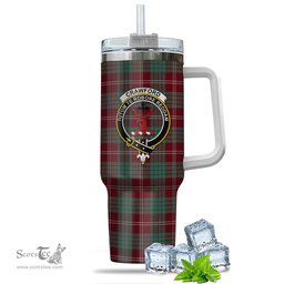 ScotsTee Shop Scottish Crawford Modern Clan Crest Tartan Tumbler with Handle 40oz Insulated Tumbler