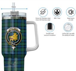 ScotsTee Shop Scottish Campbell Ancient 02 Clan Crest Tartan Tumbler with Handle 40oz Insulated Tumbler
