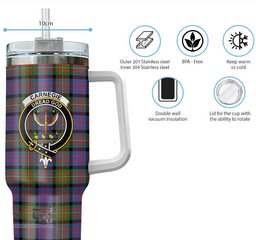 ScotsTee Shop Scottish Carnegie Ancient Clan Crest Tartan Tumbler with Handle 40oz Insulated Tumbler