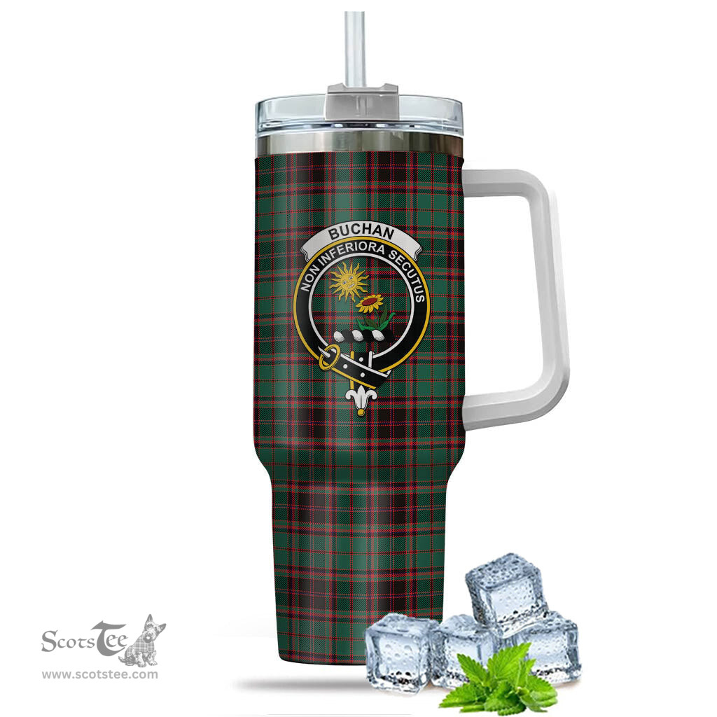 ScotsTee Shop Scottish Buchan Ancient Clan Crest Tartan Tumbler with Handle 40oz Insulated Tumbler