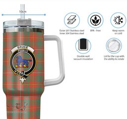 ScotsTee Shop Scottish Bruce Ancient Clan Crest Tartan Tumbler with Handle 40oz Insulated Tumbler
