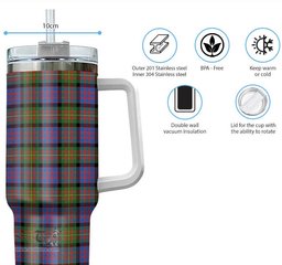 ScotsTee Shop Scottish Carnegie Ancient Clan Tartan Tumbler with Handle 40oz Insulated Tumbler