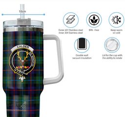 ScotsTee Shop Scottish Calder Modern Clan Crest Tartan Tumbler with Handle 40oz Insulated Tumbler