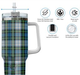 ScotsTee Shop Scottish Campbell Dress Clan Tartan Tumbler with Handle 40oz Insulated Tumbler