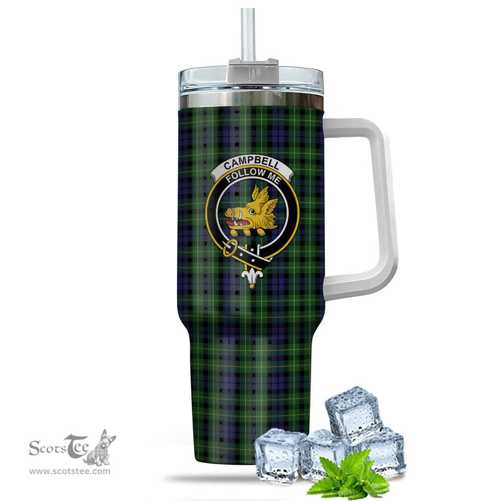 ScotsTee Shop Scottish Campbell of Breadalbane Clan Crest Tartan Tumbler with Handle 40oz Insulated Tumbler
