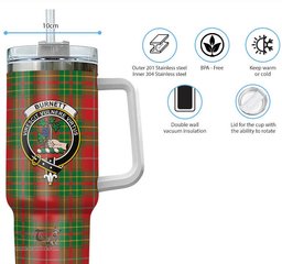 ScotsTee Shop Scottish Burnett Ancient Clan Crest Tartan Tumbler with Handle 40oz Insulated Tumbler