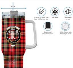 ScotsTee Shop Scottish Brodie Modern Clan Crest Tartan Tumbler with Handle 40oz Insulated Tumbler