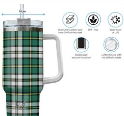 ScotsTee Shop Scottish Cape Breton Island Canada Clan Tartan Tumbler with Handle 40oz Insulated Tumbler