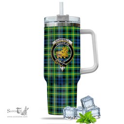 ScotsTee Shop Scottish Campbell of Breadalbane Ancient Clan Crest Tartan Tumbler with Handle 40oz Insulated Tumbler