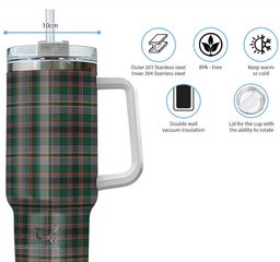 ScotsTee Shop Scottish Craig Ancient Clan Tartan Tumbler with Handle 40oz Insulated Tumbler