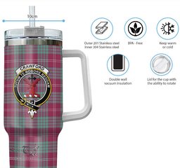 ScotsTee Shop Scottish Crawford Ancient Clan Crest Tartan Tumbler with Handle 40oz Insulated Tumbler