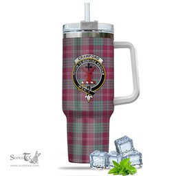 ScotsTee Shop Scottish Crawford Ancient Clan Crest Tartan Tumbler with Handle 40oz Insulated Tumbler
