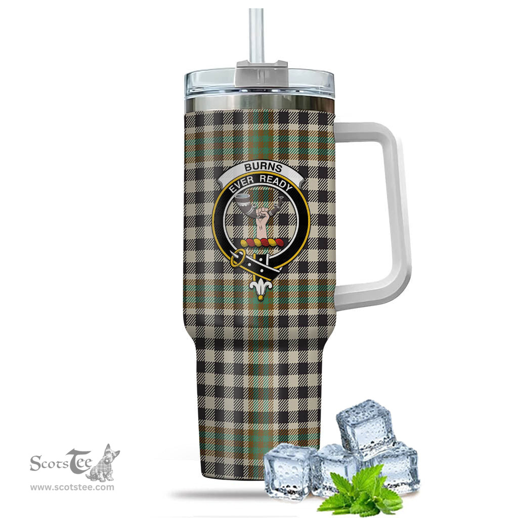 ScotsTee Shop Scottish Burns Check Clan Crest Tartan Tumbler with Handle 40oz Insulated Tumbler