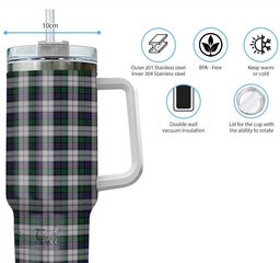 ScotsTee Shop Scottish Campbell of Cawdor Dress Clan Tartan Tumbler with Handle 40oz Insulated Tumbler