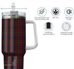ScotsTee Shop Scottish Clare County Ireland Clan Tartan Tumbler with Handle 40oz Insulated Tumbler