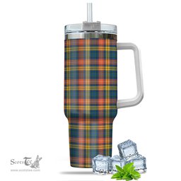 ScotsTee Shop Scottish Buchanan Ancient Clan Tartan Tumbler with Handle 40oz Insulated Tumbler