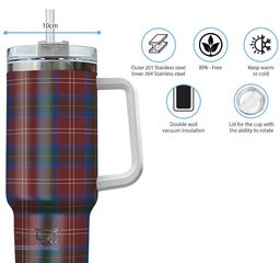 ScotsTee Shop Scottish Chisholm Hunting Modern Clan Tartan Tumbler with Handle 40oz Insulated Tumbler