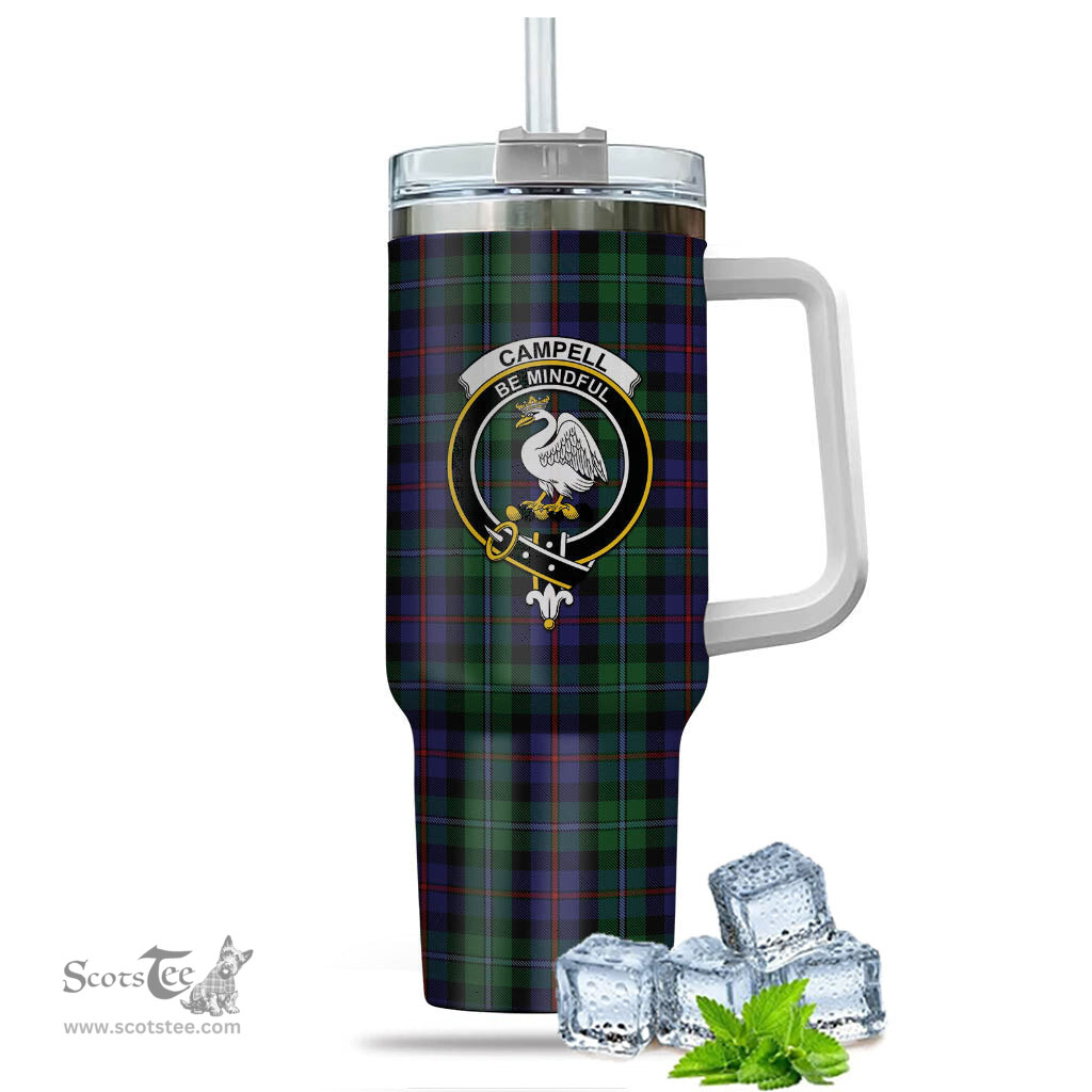 ScotsTee Shop Scottish Campbell of Cawdor Clan Crest Tartan Tumbler with Handle 40oz Insulated Tumbler