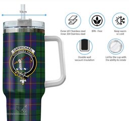 ScotsTee Shop Scottish Carmichael Clan Crest Tartan Tumbler with Handle 40oz Insulated Tumbler