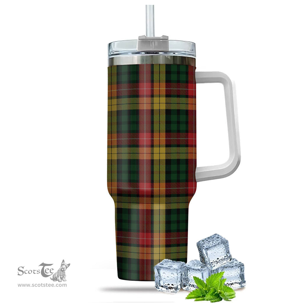 ScotsTee Shop Scottish Buchanan Clan Tartan Tumbler with Handle 40oz Insulated Tumbler