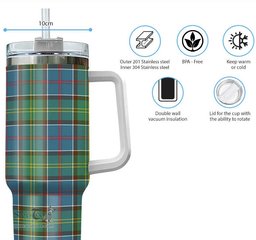 ScotsTee Shop Scottish Colville Clan Tartan Tumbler with Handle 40oz Insulated Tumbler