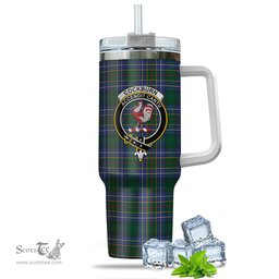 ScotsTee Shop Scottish Cockburn Ancient Clan Crest Tartan Tumbler with Handle 40oz Insulated Tumbler