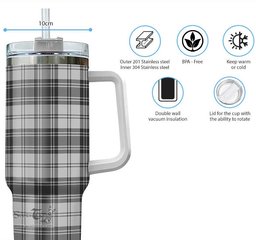 ScotsTee Shop Scottish Glen Clan Tartan Tumbler with Handle 40oz Insulated Tumbler