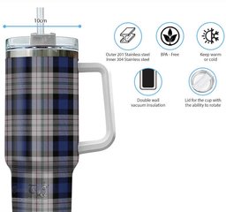 ScotsTee Shop Scottish Ferguson Dress Clan Tartan Tumbler with Handle 40oz Insulated Tumbler
