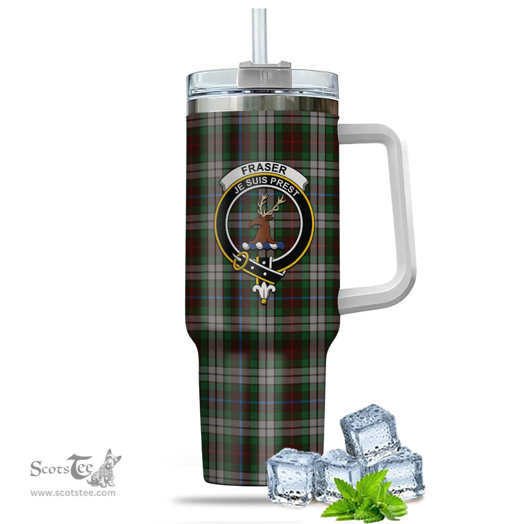 ScotsTee Shop Scottish Fraser Hunting Dress Clan Crest Tartan Tumbler with Handle 40oz Insulated Tumbler