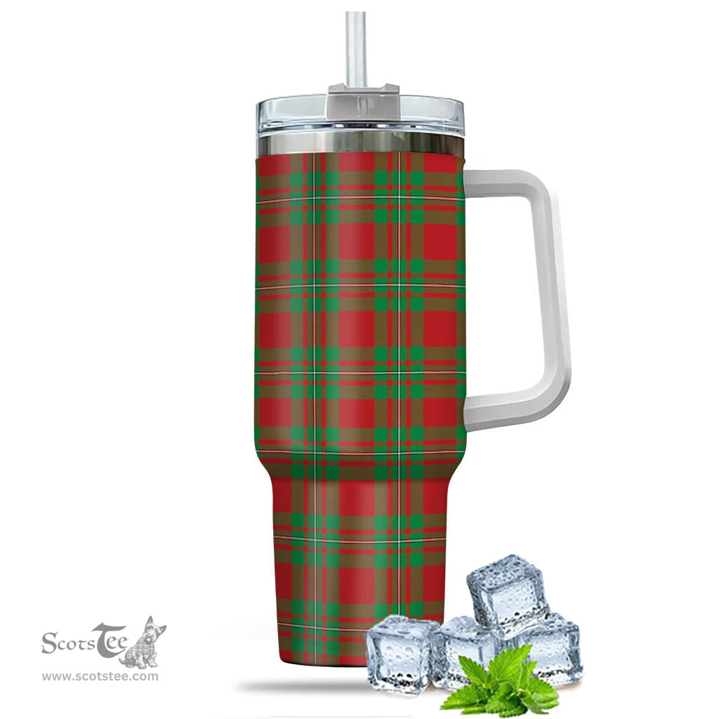 ScotsTee Shop Scottish Grierson Clan Tartan Tumbler with Handle 40oz Insulated Tumbler