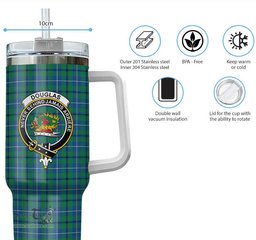 ScotsTee Shop Scottish Douglas Ancient Clan Crest Tartan Tumbler with Handle 40oz Insulated Tumbler
