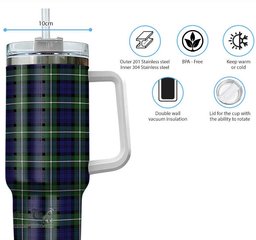 ScotsTee Shop Scottish Forbes Modern Clan Tartan Tumbler with Handle 40oz Insulated Tumbler