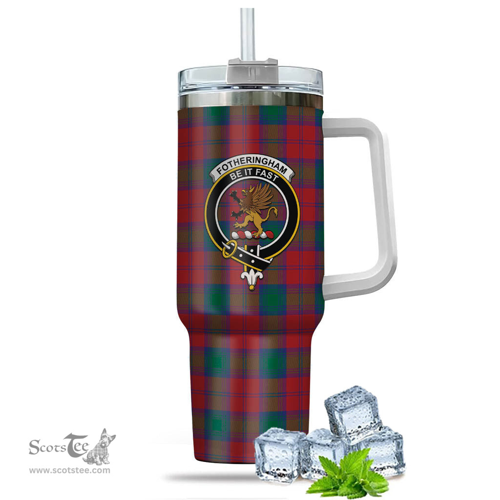 ScotsTee Shop Scottish Fotheringham Modern Clan Crest Tartan Tumbler with Handle 40oz Insulated Tumbler