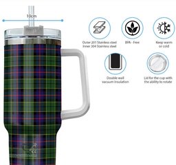 ScotsTee Shop Scottish Forsyth Modern Clan Tartan Tumbler with Handle 40oz Insulated Tumbler
