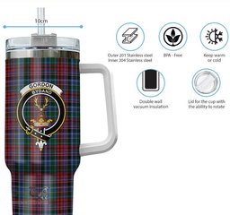 ScotsTee Shop Scottish Gordon Red Clan Crest Tartan Tumbler with Handle 40oz Insulated Tumbler
