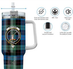 ScotsTee Shop Scottish Guthrie Clan Crest Tartan Tumbler with Handle 40oz Insulated Tumbler