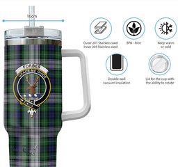 ScotsTee Shop Scottish Forbes Dress Clan Crest Tartan Tumbler with Handle 40oz Insulated Tumbler