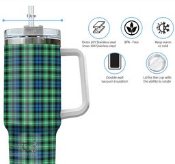 ScotsTee Shop Scottish Graham of Montrose Ancient Clan Tartan Tumbler with Handle 40oz Insulated Tumbler