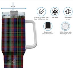 ScotsTee Shop Scottish Deas Clan Tartan Tumbler with Handle 40oz Insulated Tumbler