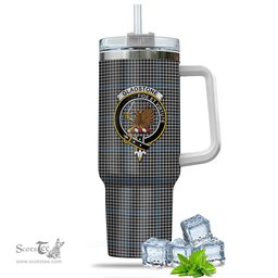 ScotsTee Shop Scottish Gladstone Clan Crest Tartan Tumbler with Handle 40oz Insulated Tumbler