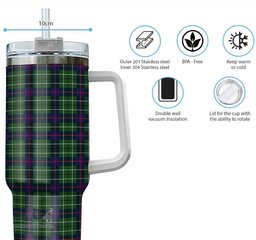 ScotsTee Shop Scottish Duncan Modern Clan Tartan Tumbler with Handle 40oz Insulated Tumbler