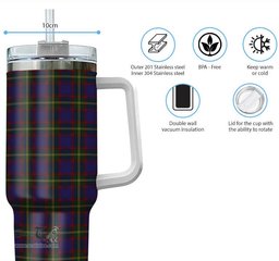 ScotsTee Shop Scottish Durie Clan Tartan Tumbler with Handle 40oz Insulated Tumbler