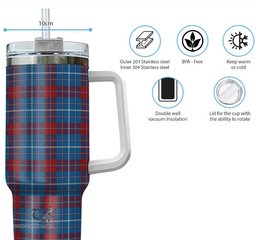 ScotsTee Shop Scottish Frame Clan Tartan Tumbler with Handle 40oz Insulated Tumbler