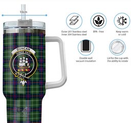 ScotsTee Shop Scottish Duncan Modern Clan Crest Tartan Tumbler with Handle 40oz Insulated Tumbler