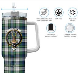 ScotsTee Shop Scottish Gordon Dress Ancient Clan Crest Tartan Tumbler with Handle 40oz Insulated Tumbler